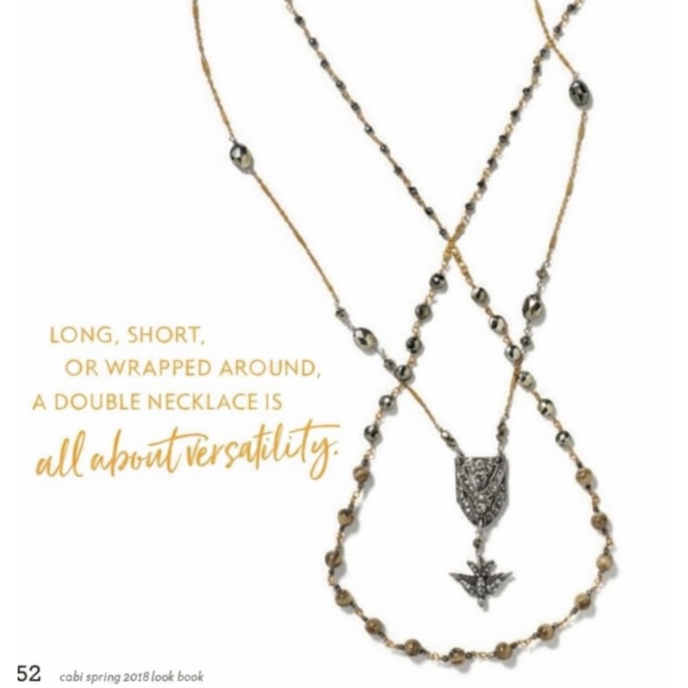 CABI Drop Sparrow Necklace DOUBLE CONVERTIBLE Crystal Bird Pendant BEADED Chains